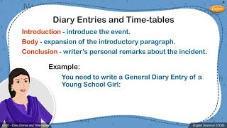 Grade 6 English - Diary Entries and Timetables