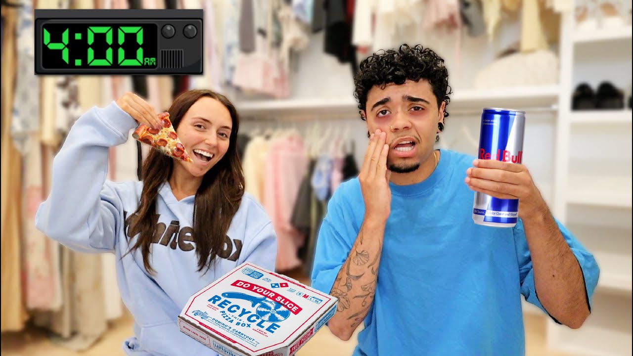 SURVIVING 24 Hours Overnight In My Closet! *CHALLENGE*