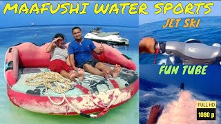 Maafushi island Maldives water sports activity || things to do || jet ski fun tube ride