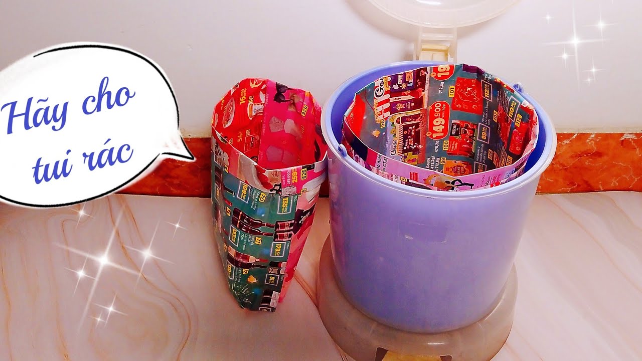 Cách làm túi đựng rác bằng giấy báo # Van's handicraft