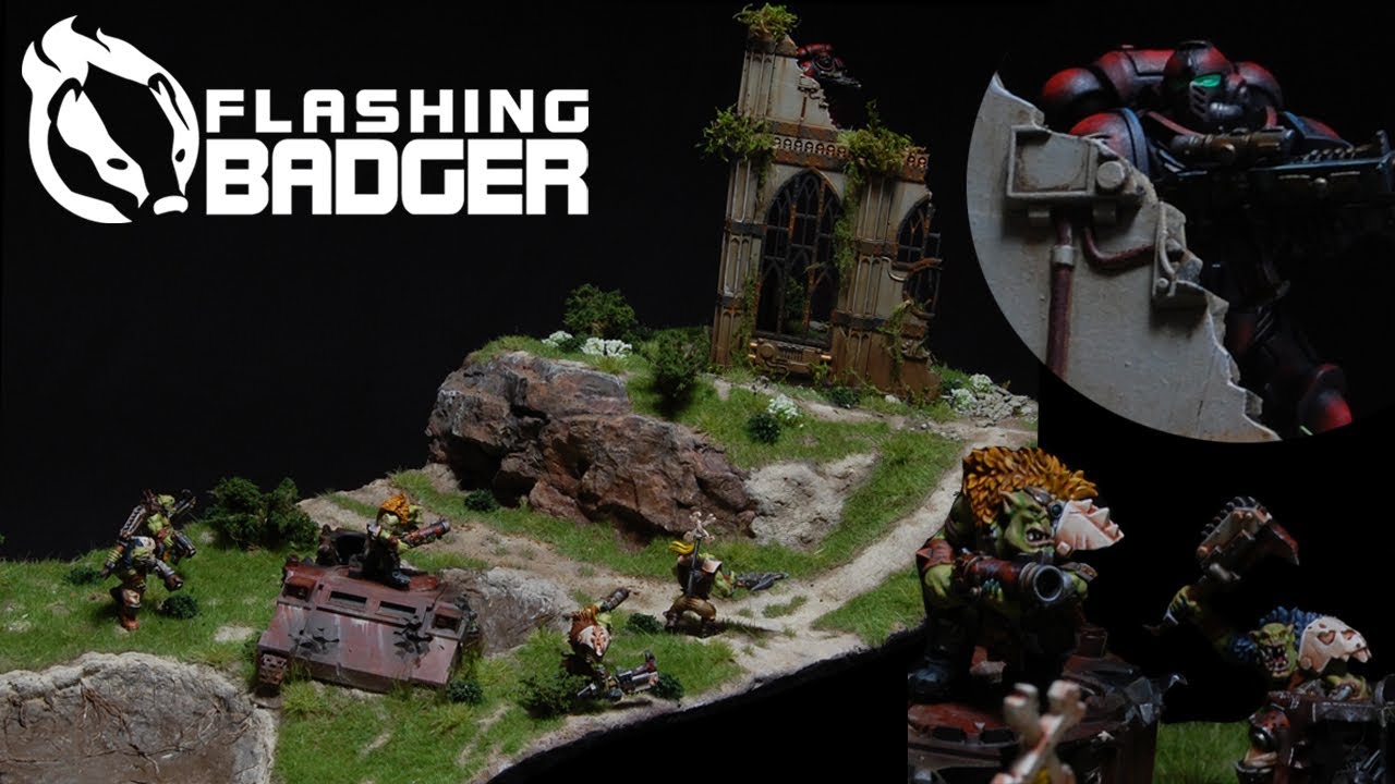 I Made a 40k Diorama With Orks Made by Flashing Badger Painting!