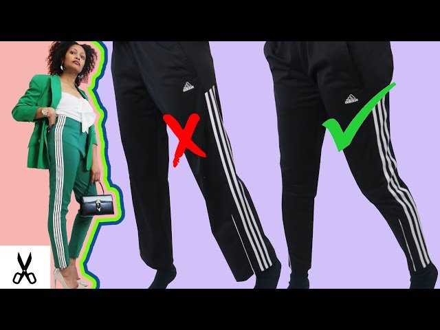 How To Make Adidas & Track Pants Into Tapered Skinny Leggings - YouTube