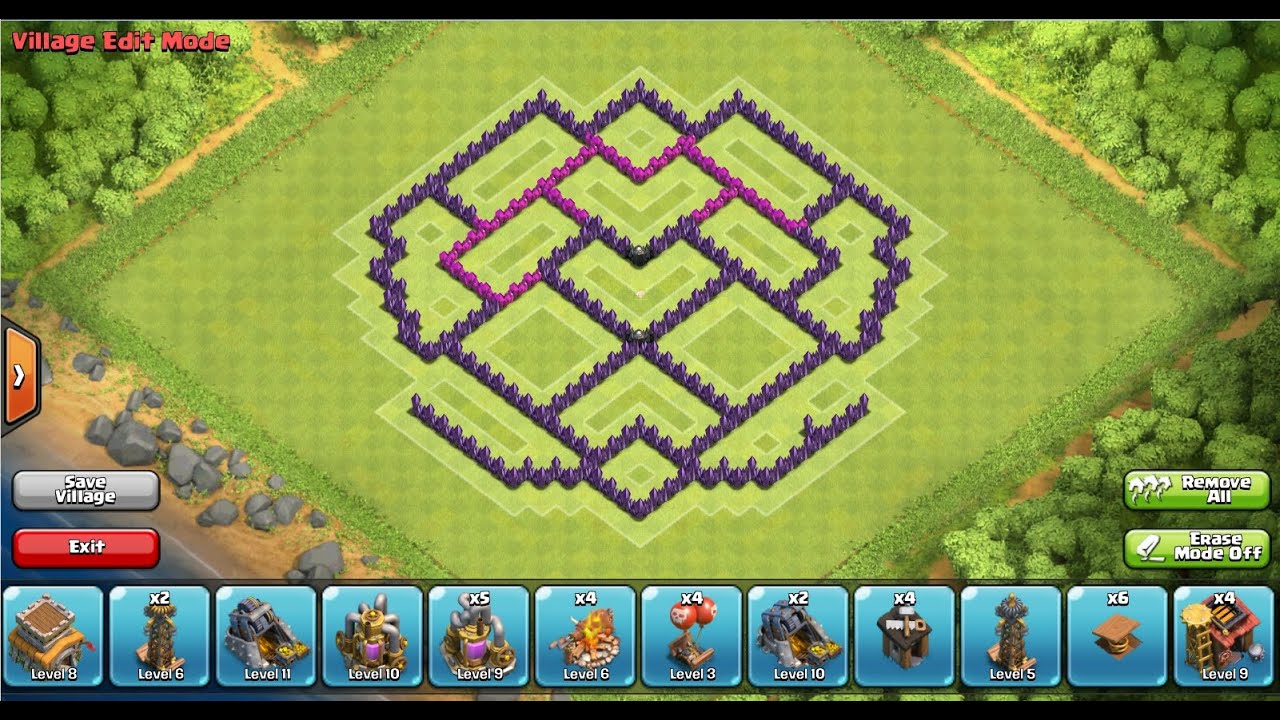 Clash of Clans 4 MORTARS TH8 Farming Base Speedbuild YouTube