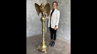 Antique Solid Heavy Gilt Brass Memorial Church Eagle Lectern - UKAA
