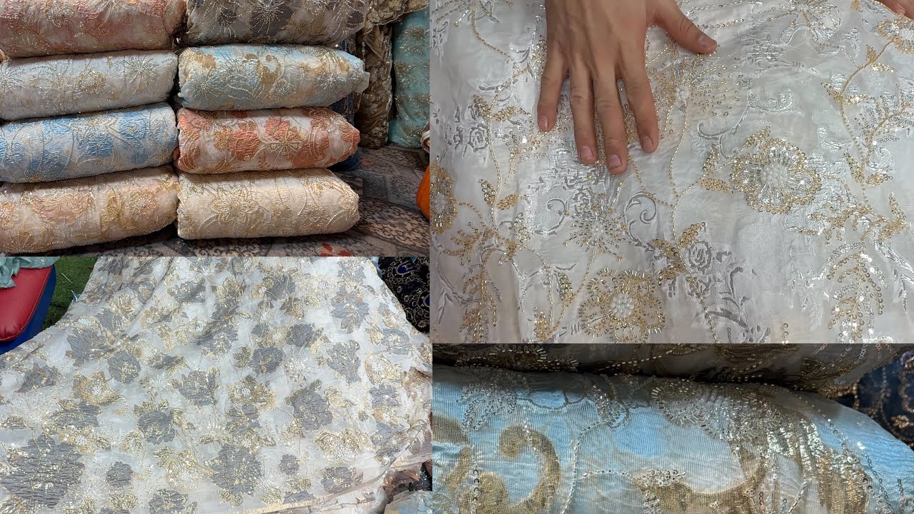 Bismillah Fabrics New Banarsi cotton Net silk cutdana new design COD available peshawar market#dress