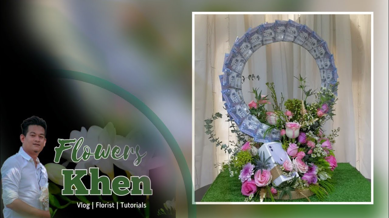 MONEY ARRANGEMENT WITH FRESH FLOWERS| WEDDING GIFT IDEA