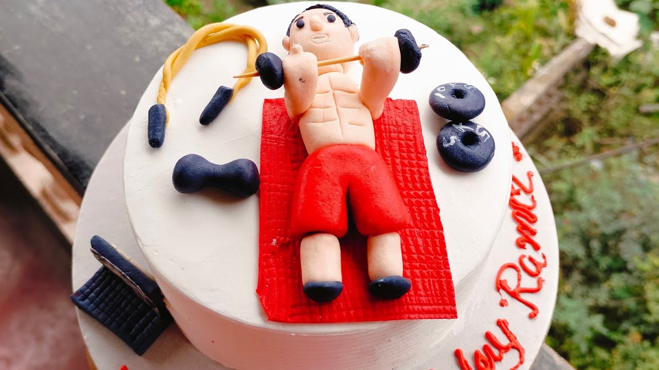 Gym theme cake decorating ideas ... fondant cake...