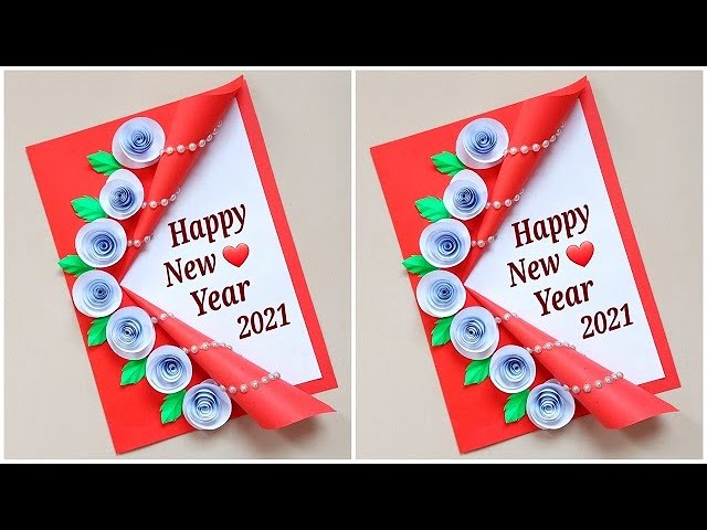 Easy And Beautiful Card For New Year 2021 New Year Card Making Ideas Diy Easy New Year Card 2021 Youtube
