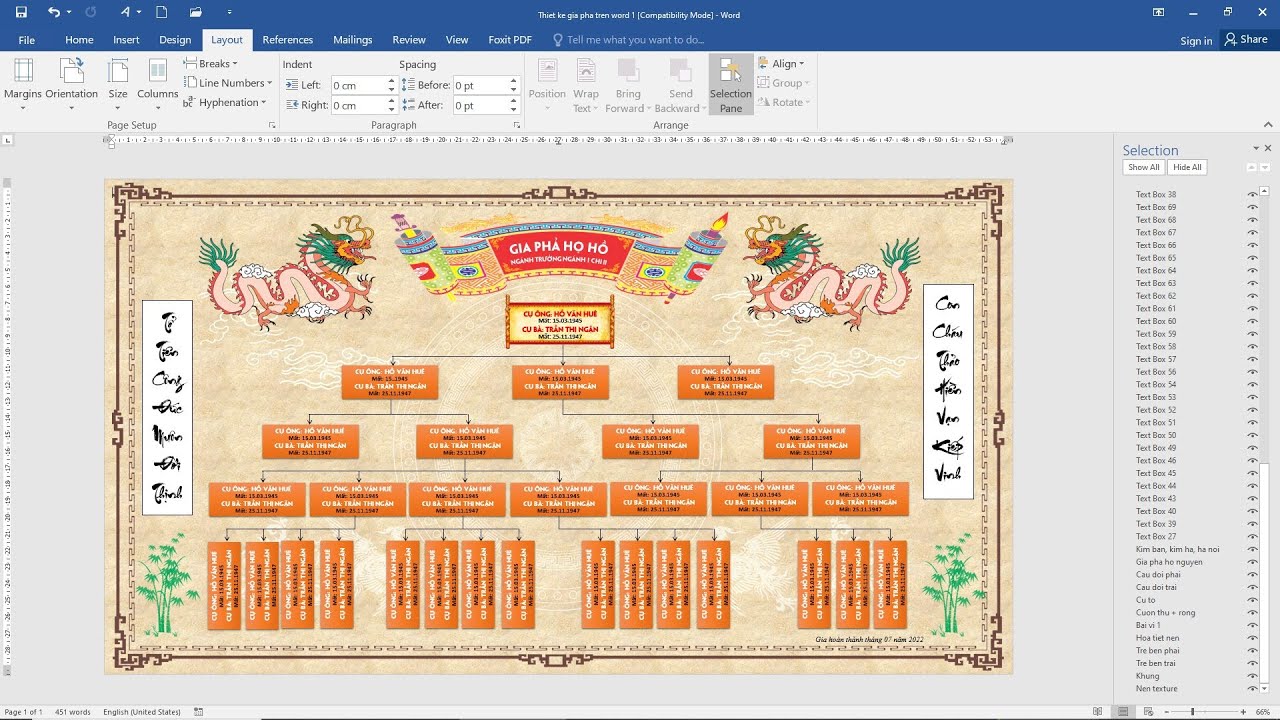 Hướng dẫn thiết kế gia phả trên phần mềm Microsoft Word - youtube