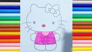 Hello Kitty Coloring Page For Kids And Toddlers | How To Color A Hello Kitty | Kids Coloring Time