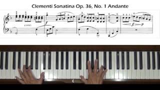 Clementi Sonatina Op. 36, No. 1 Andante mvt Piano Tutorial