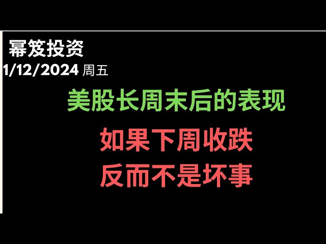 第1072期「幂笈投资」1/12/2024 长周末后股市低迷 ｜ 如果下周收跌，对于今年的多头可能不是坏事 ｜ moomoo