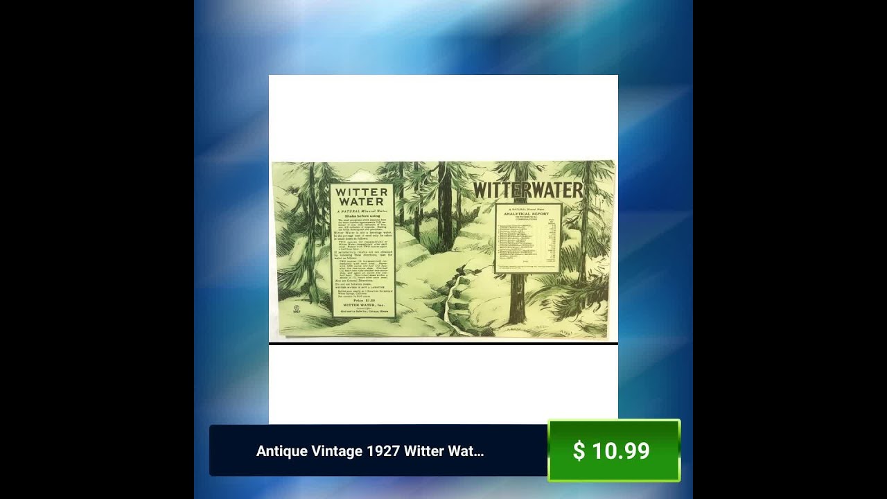 Antique Vintage 1927 Witter Water Label, Quack Americana Cures, Capone Hangout!