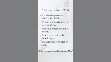 💡 5 Secrets of Smart Work | Work Smarter, Not Harder 🚀#SmartWork #Motivation #DailyMotivation