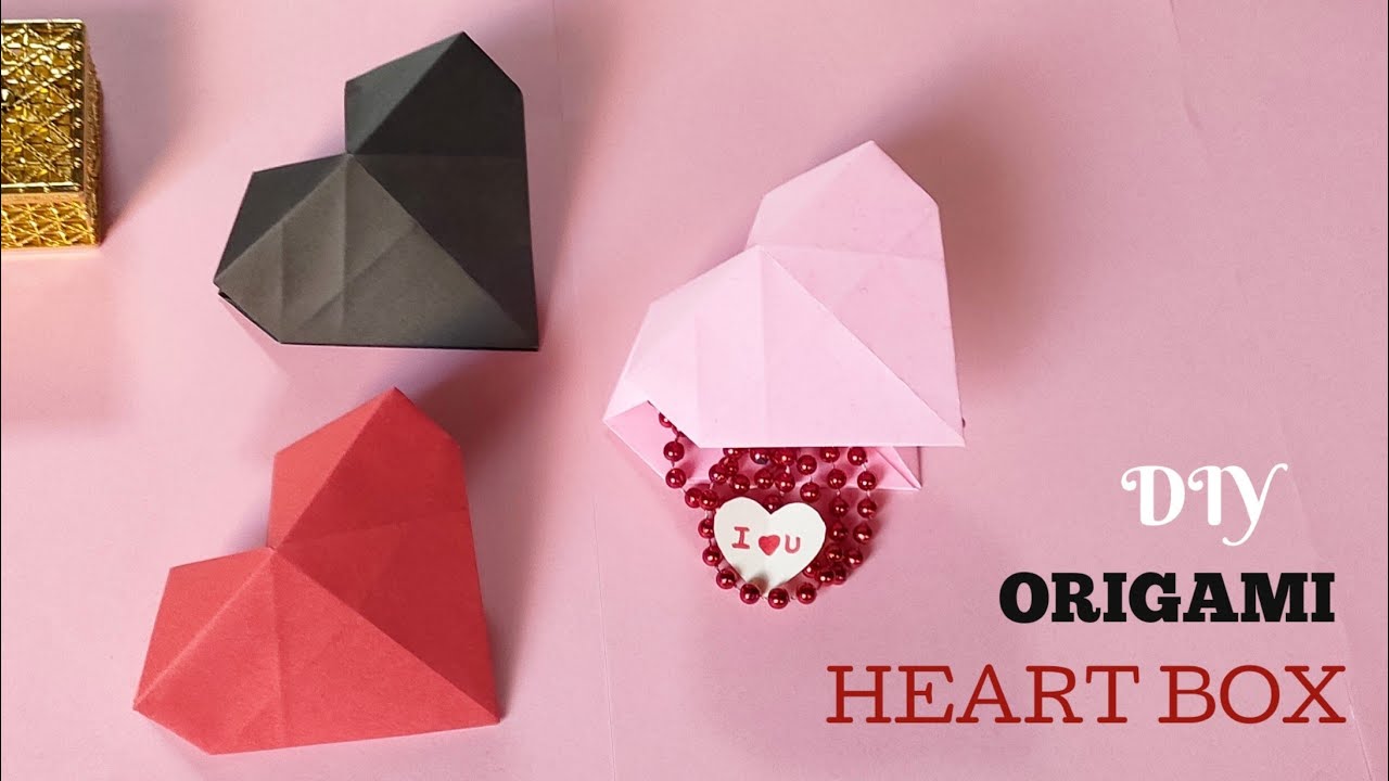 ORIGAMI VALENTINE'S HEART BOX | How to Make a Paper Heart Box for a ...
