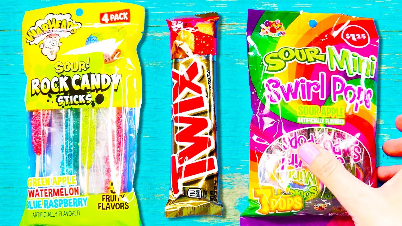 ASMR Sour Rock Candy, Twix & Swirl Pops 🍭 Crunchy & Gooey Candy Sounds | No Talking | Twix Lollipops
