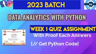 Full Data Analytics With Python | Week 1 Answers 2023 | NPTEL | SWAYAM | Guide
