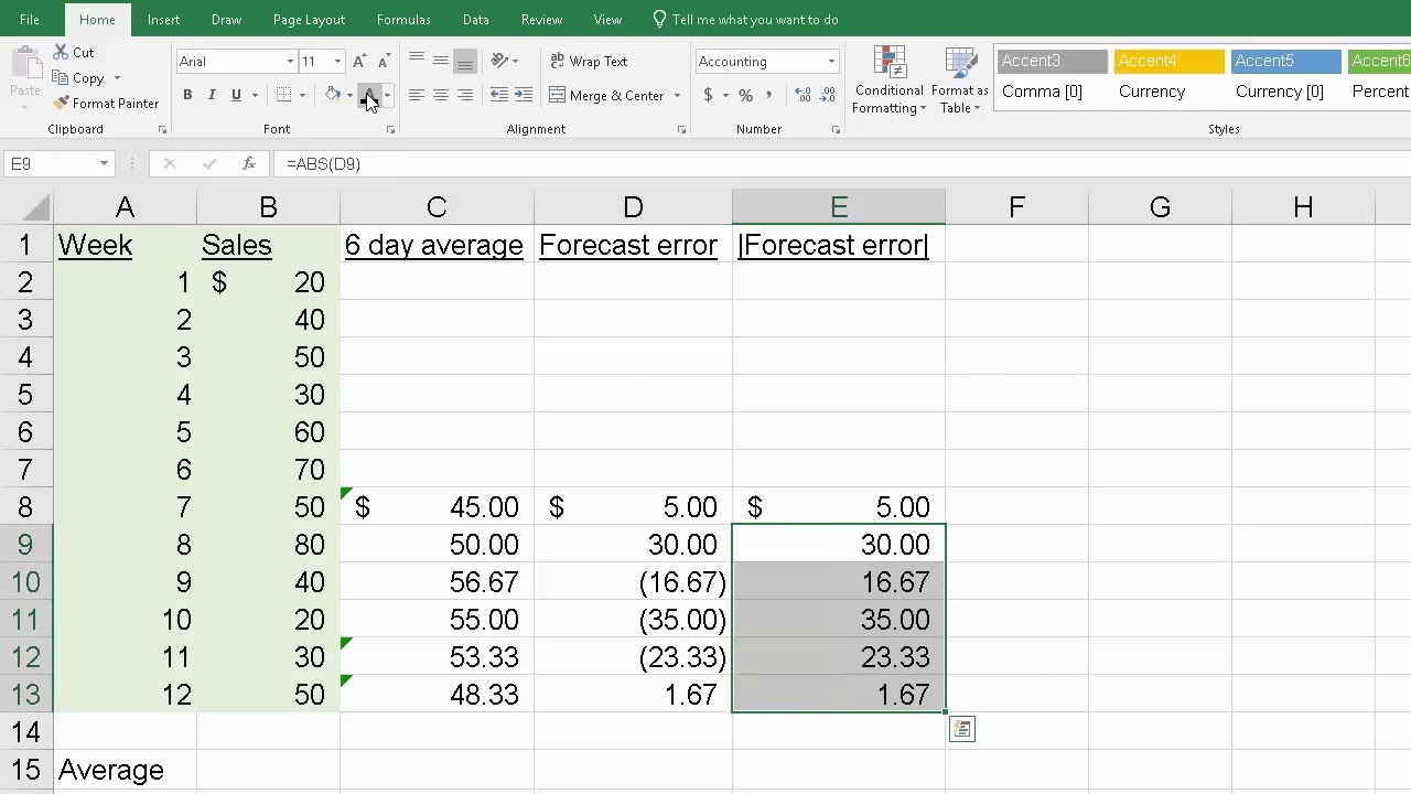 Excel mean deviation