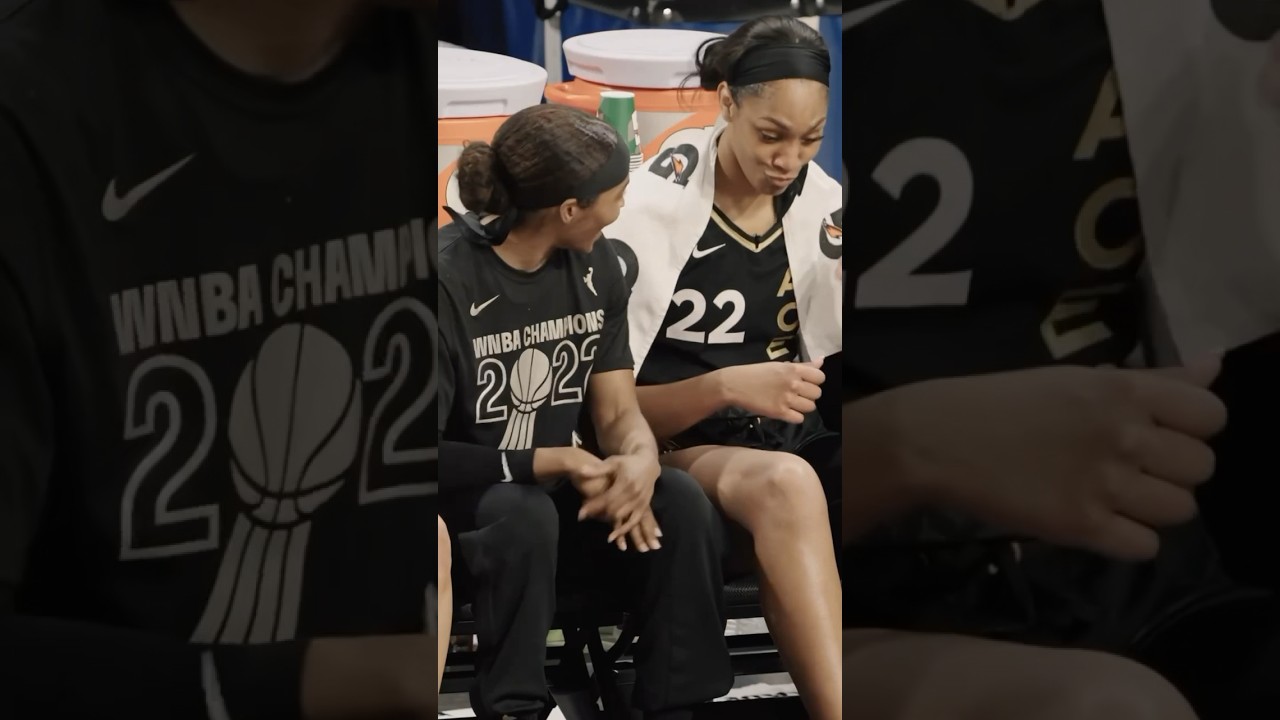 Top 15 Viral Social Moments of 2023     2 Sydney Colson and Aja Wilson Bench Shenanigans