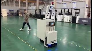 Demonstration of automatic obstacle avoidance function of AGV customized by Bulgarian customers