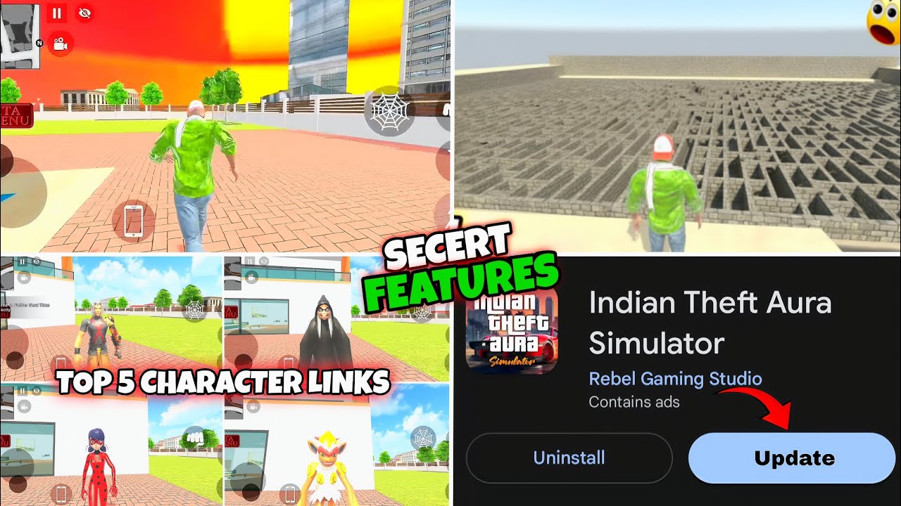 Indian Theft Aura Simulator New Secret Future🤑 | New Red Sky Add+Maze Map+Top 5 Character Links