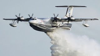 Zhuhai Air Show 2021 : World's largest Amphibious Aircraft AVIC AG600 shows Water dumping Demo