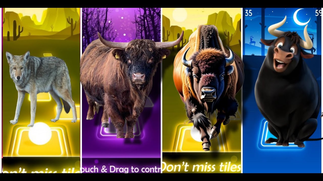 🐺🐃🐂🦬 FunnyWolf 🆚 Funny Bul Black 🆚 Funny Bul White 🆚 Funny Ferdinand| Coffin dance tiles hop🎶🎊🌈