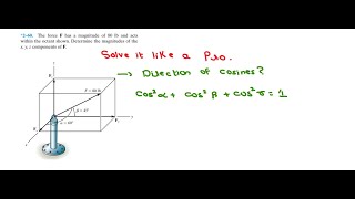 Intro to Direction of Cosine | R.C Hibbeler 14 edition | Engineering Mechanics | Scalars and Vectors