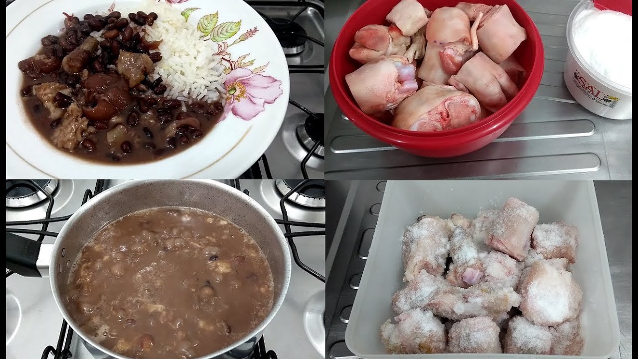 Como salgar pé de porco fresco e preparar um delicioso feijão preto com pé de porco1