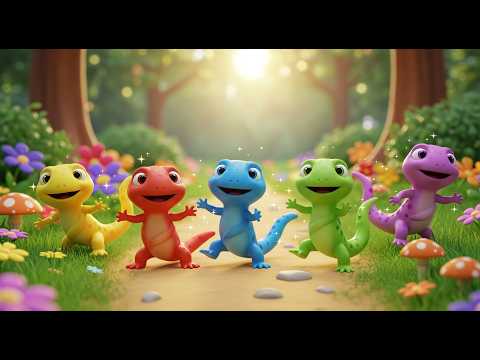 Fünf kleine Salamander bewegen sich | Lustiges Tierlied & Bewegungsspiel für Kinder