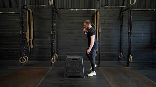 Single Dumbbell Front Rack Box Step Overs