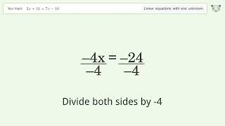 Solve 3x+14=7x-10: Linear Equation Video Solution | Tiger Algebra