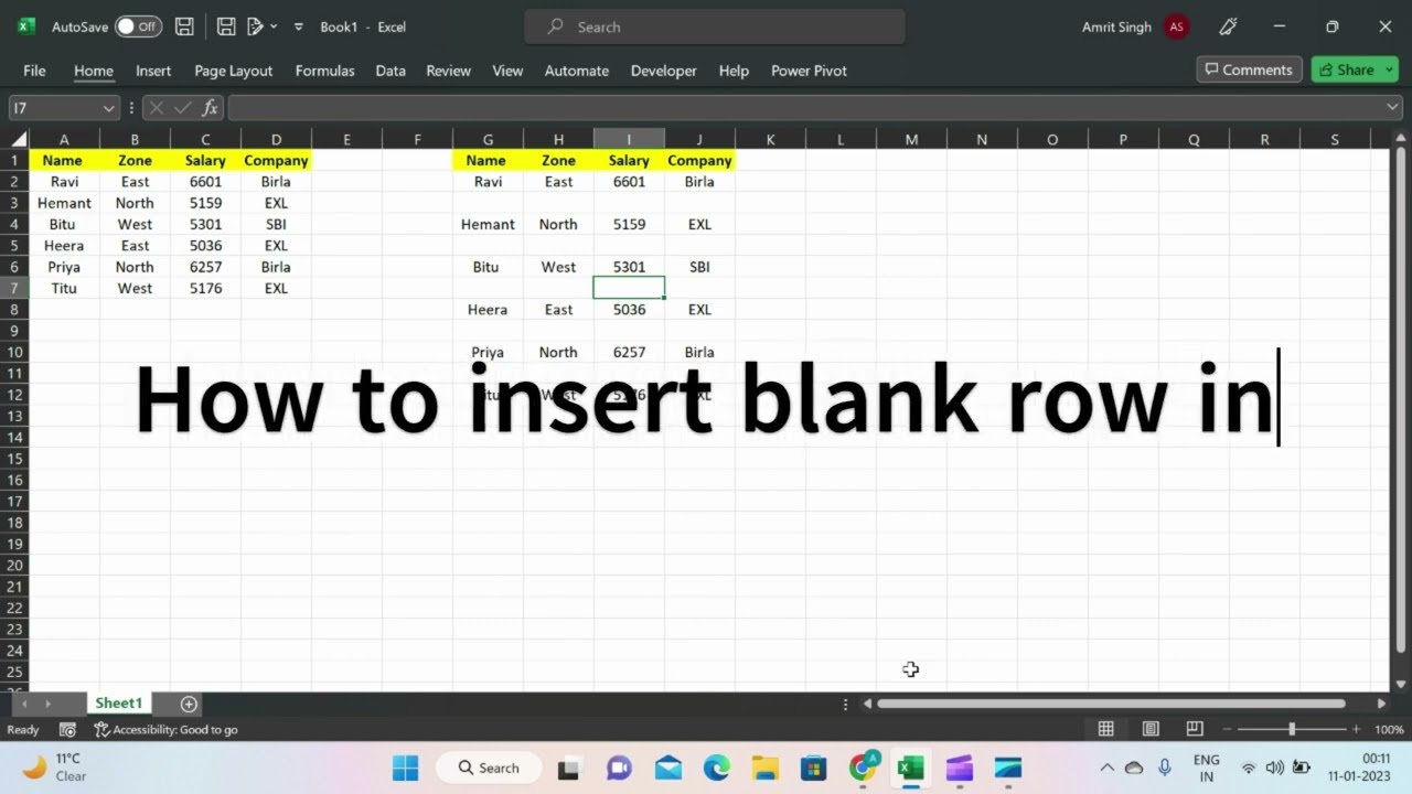 How To Insert Blank Row In Data YouTube How To Insert Blank Row In Data YouTube