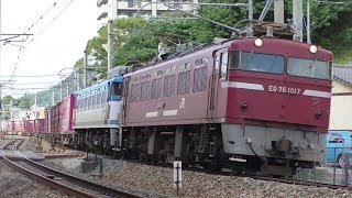 【JR貨物】遅１０９１レ ＥＤ７６＋ＥＦ８１(ムド付き)＋ネスレイオンコンテナ積載