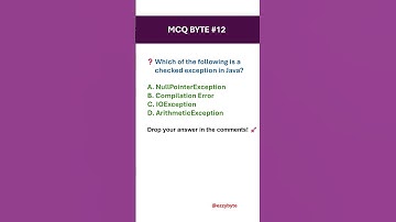 Which of the following is a checked exception in java?  #java #exception #ezzybyte