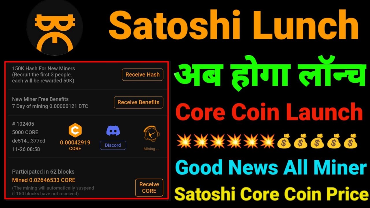 Satoshi Core Coin Launch | Core Coin Good News | Satoshi New Update Today |Core Coin Price in India