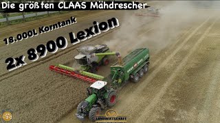 Die größten CLAAS Mähdrescher! 8900 Lexion 18.000L Korntank 13,80m Convio Schneidwerk