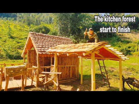 45 Days _ Full Video Build The Kitchen | Wooden Sink, Wooden Stove.Off Grid Cabin.