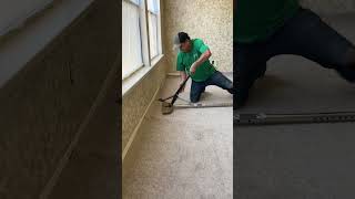 Using a power stretcher is always a must to help keep the carpet in place and not bubble over time.