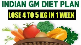 INDIAN GM DIET PLAN IN HINDI || LOSE 5 KG  IN 1 WEEK | fastest way to lose weight IN HINDI