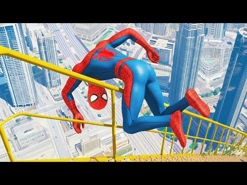 SPIDERMAN CRAZY JUMPS/FALLS #63 (GTA 5 Spider-Man Fails)