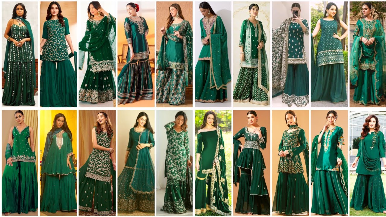 New Stylish Bottle Green Sharara Gharara ka Design 2026 For Girls |Green Sharara |Sharara Sharara