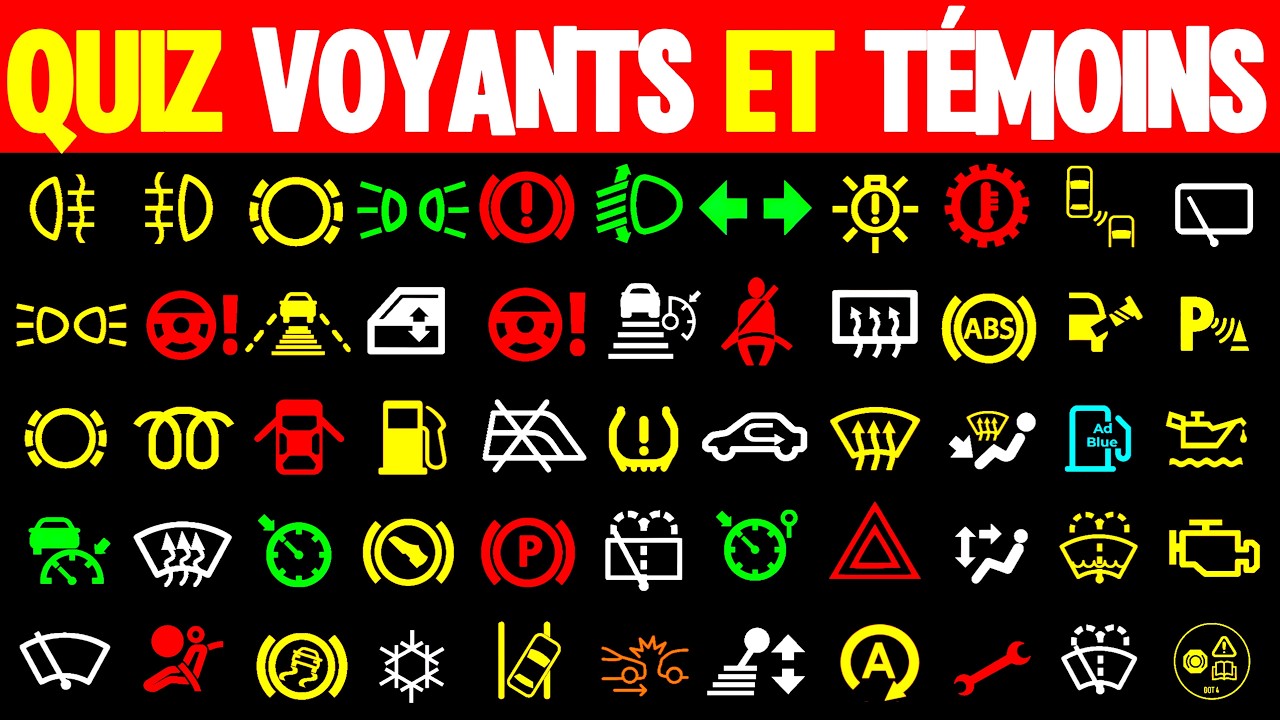 QUIZ: VOYANTS, SYMBOLES ET TÉMOINS AUTOMOBILES 🚗 (À CONNAÎTRE ABSOLUMENT POUR CONDUIRE)🚘