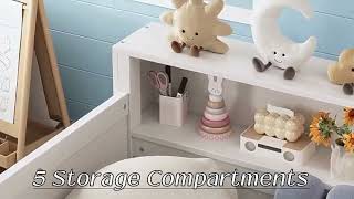 L- Shape Twin Size Bed Frame with Storage 3 Drawers
