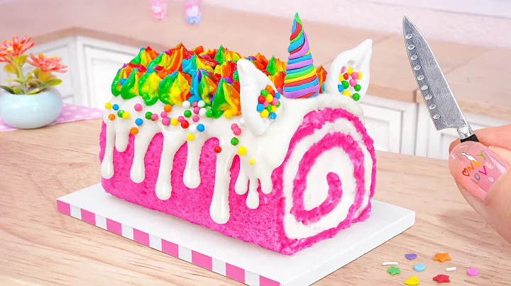 Unicorn Cake Roll 🦄 How To Make Softest Miniature Sponge Roll Cake 🍰Best of Mini Cakes