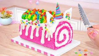 Unicorn Cake Roll 🦄 How To Make Softest Miniature Sponge Roll Cake 🍰Best of Mini Cakes