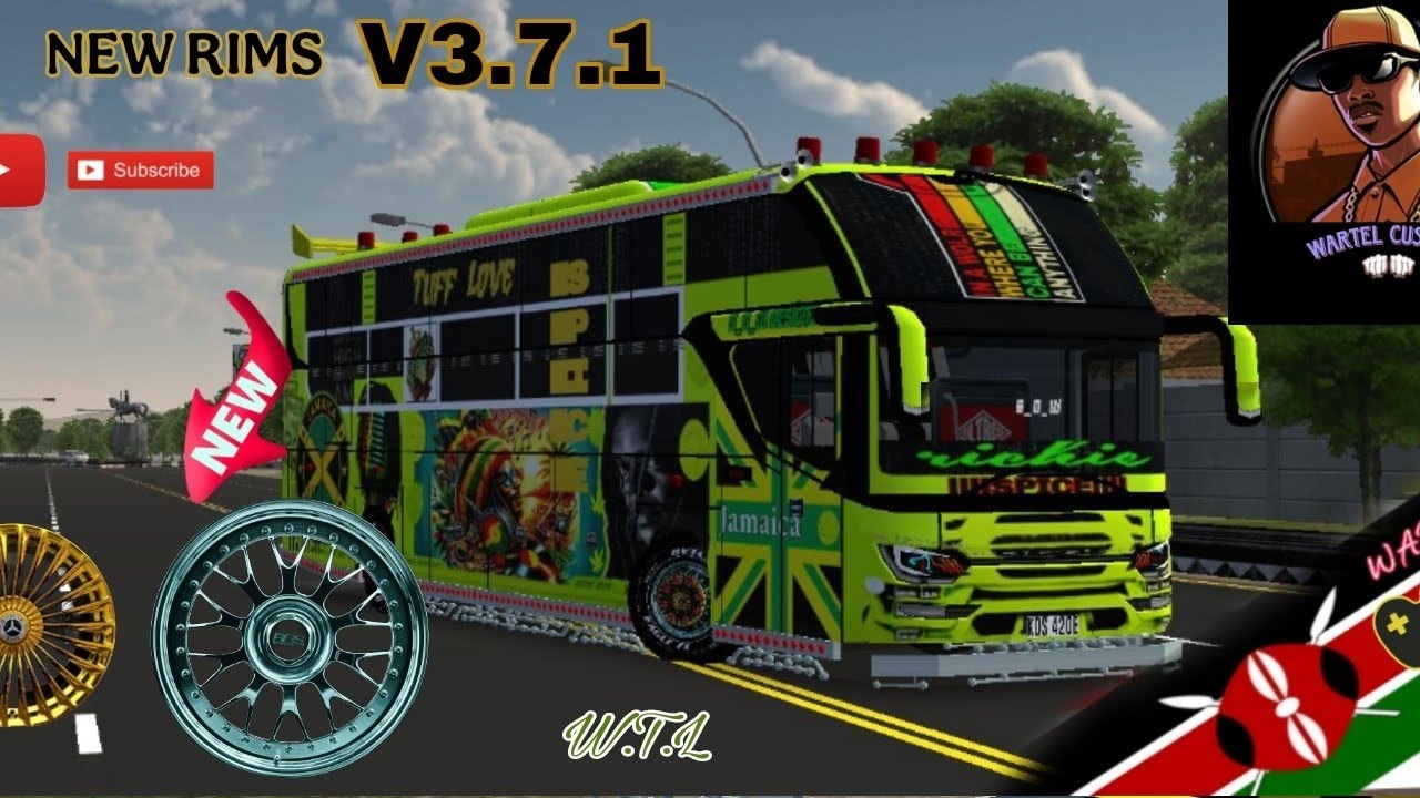 Bussid new rims version 3.7.1 Pass in the video. Free livery skin 