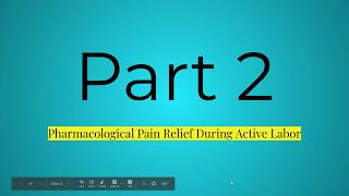 Pharmacological Pain Relief in Labor