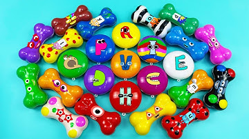 Rainbow SLIME: Looking Numberblocks, Alphablocks, Alphabet Lore in Bones, Cake CLAY Coloring! ASMR