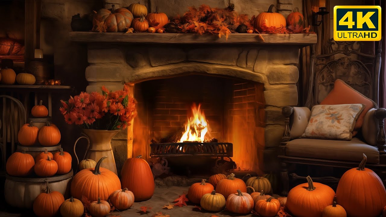 Cozy Crackling Fireplace Sounds 4k 🔥 Relaxing Autumn Ambience - ASMR ...